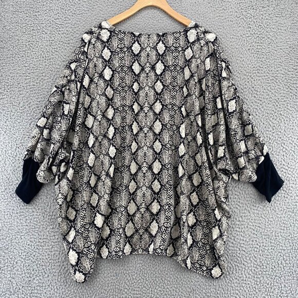 Ivy Jane Top Womens Medium Large Gray Snakeskin Print Dolman 3/4 Sleeve Blouse - Picture 3 of 9